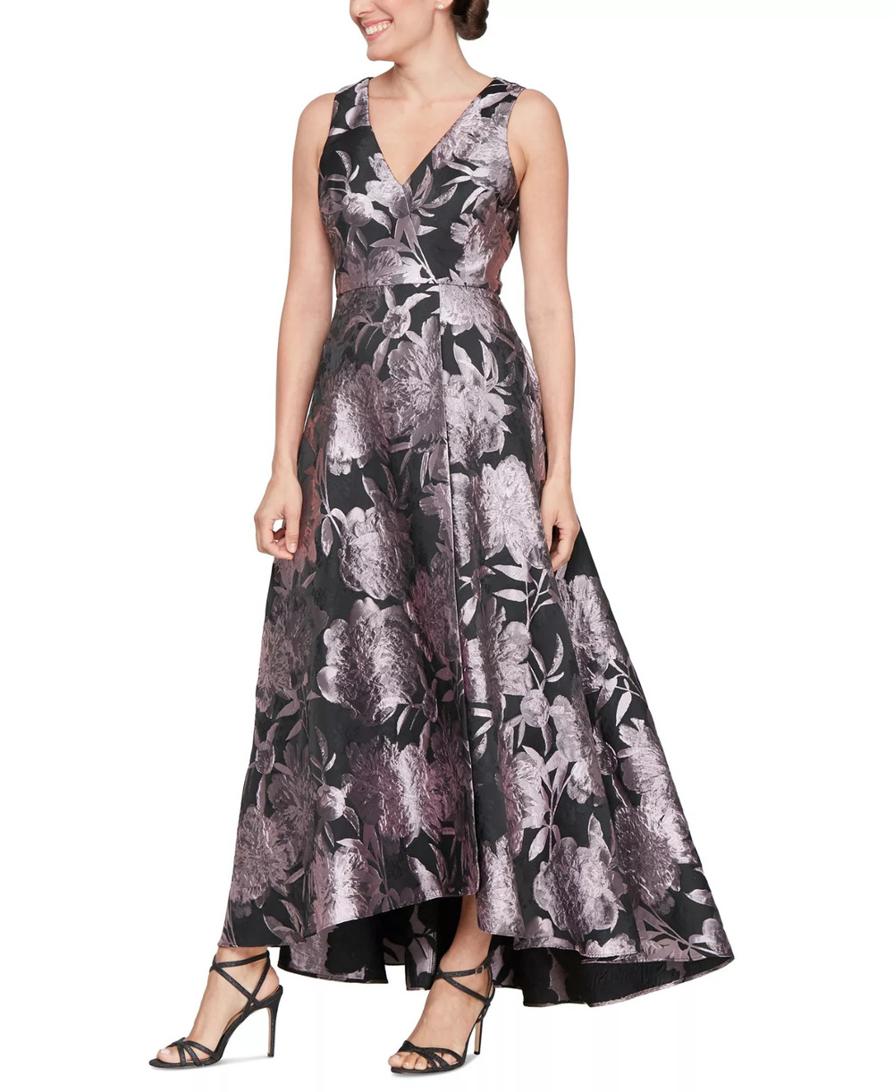 Sl Fashions Women's V-Neck Printed Sleeveless Prom Gown Size:4 Black/Blush 159$